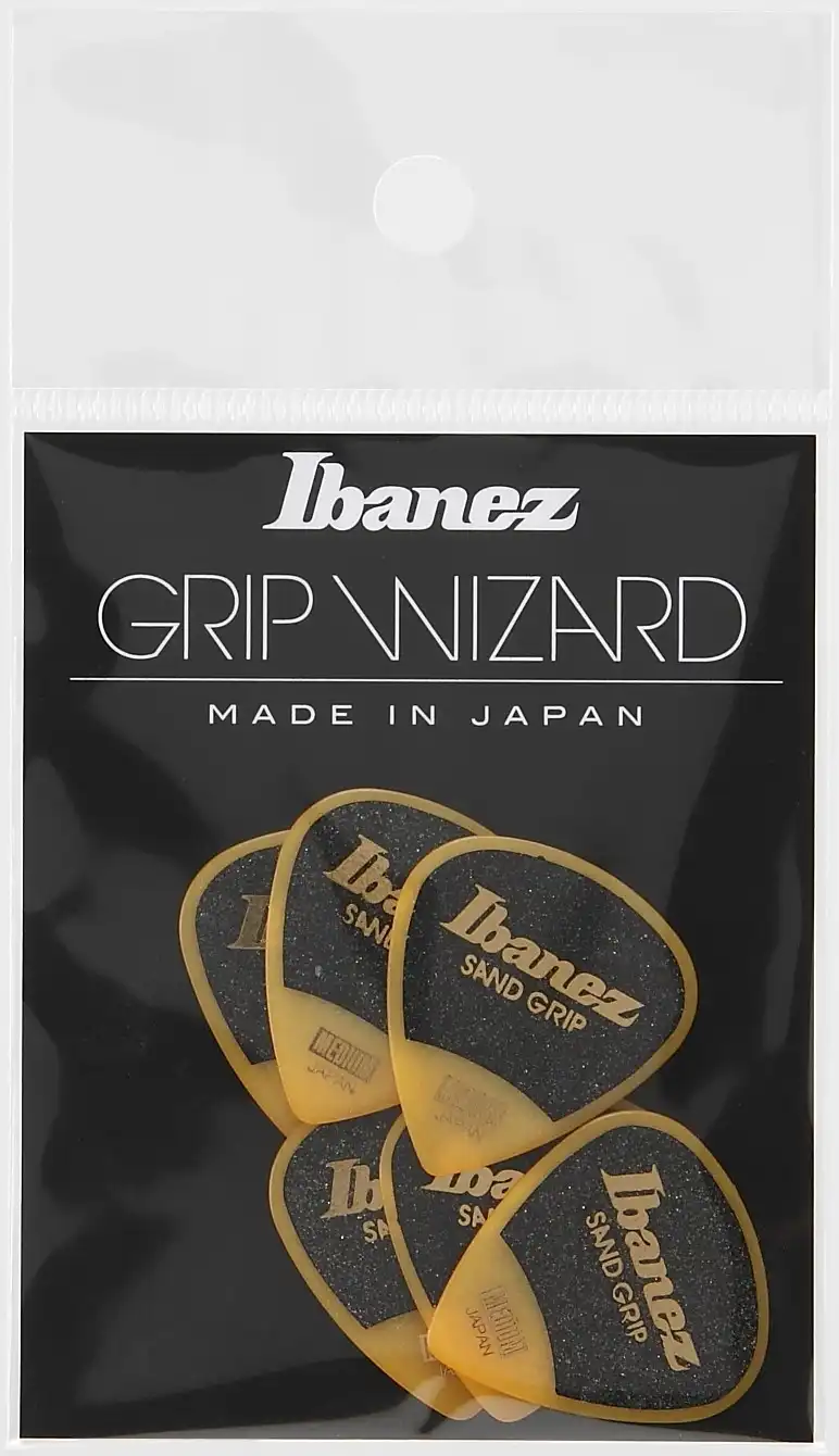 Ibanez Grip Wizard Series Sand Grip Flat Pick - gelb 6 Stück